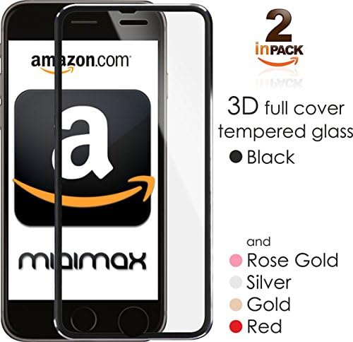 iPhone 8 / 7 / 6 / 6s 3D Screen Protector Glass with Titanum Edge Black Full Cover [2-Pack] 5.5" by miaim