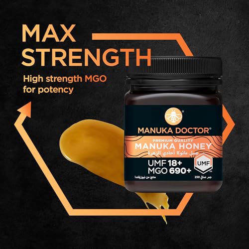 MANUKA DOCTOR - UMF 18+ MGO 690+ Manuka Honey Premium Quality Monofloral. 100% Pure New Zealand Honey. Certified. Guaranteed. RAW. Non-GMO (250g)