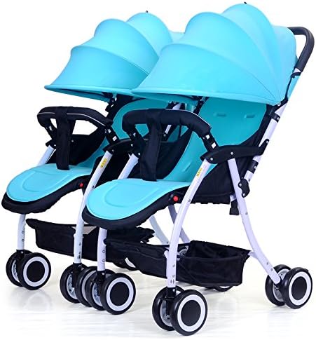 LZTET Universal Waterproof Twins Baby Pushchair Rain Cover Side By Side Double Pushchair Dust Proof Cover Baby Carriage Pram Accessories Stroller Raincover,Blue