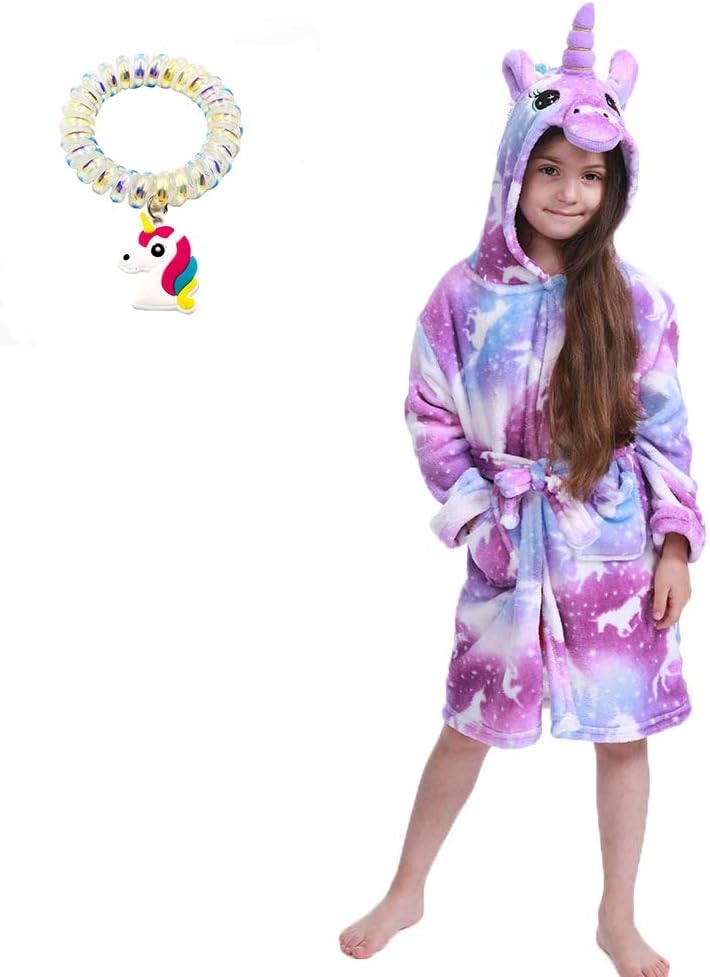 Kids Bathrobe Soft Hooded Unicorn Robe Warm Animal Nighties Unisex Gifts