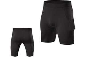 Compression Shorts Men Spandex Running Shorts Athletic Workout Sport Performance Base Layer Underwear with Pocket