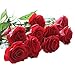 Lovemat 12 PCS Real Touch Latex PU Roses Artificial Flowers for Wedding Home Decor (red)