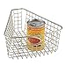 mDesign Farmhouse Metal Kitchen Cabinet Lazy Susan Storage Organizer Basket with Front Handle - Small Pie-Shaped 1/8 Wedge, 4.2