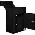 Durabox D700 Through the Wall Drop Box, Tubular Key Locking Secure Mailbox with Adjustable Chute Deposit, Pre-Drilled Mounting Holes - Safe Steel Mail Box (Black)