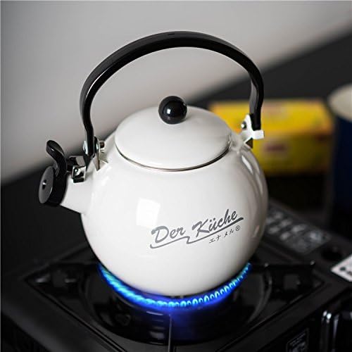 Whistling Tea Kettle 2 Quart enamel surface Tea Pot Stainless Steel Tea Kettle for Electric Gas Stovetop Cute Modern Tea Kettle Teapot Whistle - Small Retro Metal Tea Kettle (white)