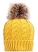 Simplicity Men / Women's Winter Hand Knit Faux Fur Pompoms Beanie Hat Ginger