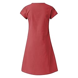 Women's Summer Cotton Linen Dress Loose V-Neck