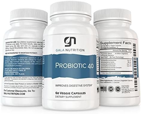 Daily Care Probiotic 40 by Gala Nutrition - 40 Billion CFU for Digestions &amp; Immune Support