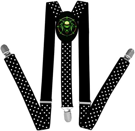 Solid Cool Green Skull Suspender Unisex Suspender Adjustable Y-Back