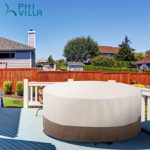 PHI VILLA Patio Round Table & Chair Set Cover, Durable Water Resistant