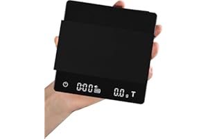 MHW-3BOMBER Espresso Scale with Timer, Small Coffee Scale with Gravity Sensing Device, Rechargeable Kitchen Scale 2kg/0.1g High Precision, Black ES6027B