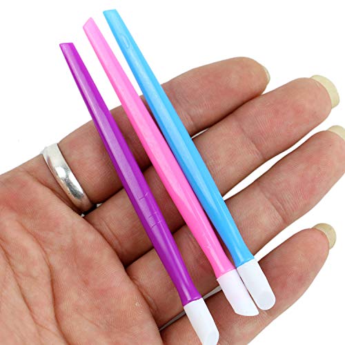 Buorsa 24 Pcs Rubber Tipped Plastic Handle Nail Cuticle Pusher Nail File Pusher Cleaner