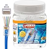 ITBEBE Gold Plated RJ45 CAT6 8P8C 50 pieces Pass Through 3 Micron 3u 3 Prong premium Connectors