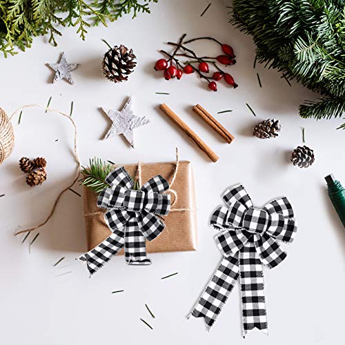 6 Counts Buffalo Plaid Bow Halloween Thanksgiving Christmas Wreath Bow 10 Inch Fall Bow For Christmas Tree Crafts Diy Bow Decoration Black And White Pricepulse