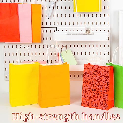 Shindel 36PCS Gift Paper Bags with Handles, Colourful Party Favor Bags for Kids Small Treat Bags for Birthday Wedding Party Celebrations 6 Assorted Colors