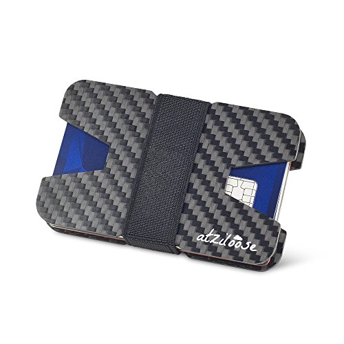 Slim Wallets for Men Carbon Fiber RFID Blocking Wallet Credit Card Holder + Gift Box Gifts for Dad Money Clip Band Valentines gifts for men