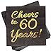 60th Birthday Decorations Party Supplies Cocktail Napkins Black 50 Pack,5