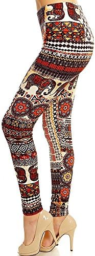 Moda Age Ultra Peach-Soft Women's Popular Printed Leggings (Brown Elephant)