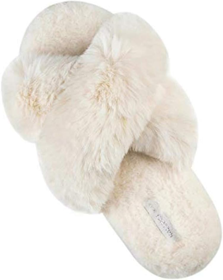 Women's Cross Band Soft Plush Fleece House/Outdoor Slippers