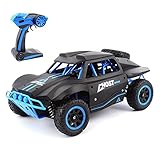 RC Cars 1/18 Scale 4WD High Speed Rock Crawler Vehicle 15.5MPH+ 2.4Ghz Radio Remote Control Off Road RTR Racing Monster Trucks Short Course Ghost Black & Blue