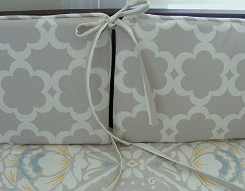 Grey Cream Traditional Baby Bedding Set Crib Baby Bedding Set Bumper and Skirt Nursery Set