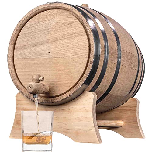 5 Gallon Charred Oak Whiskey Barrel, Unvarnished Wooden Bourbon Cask