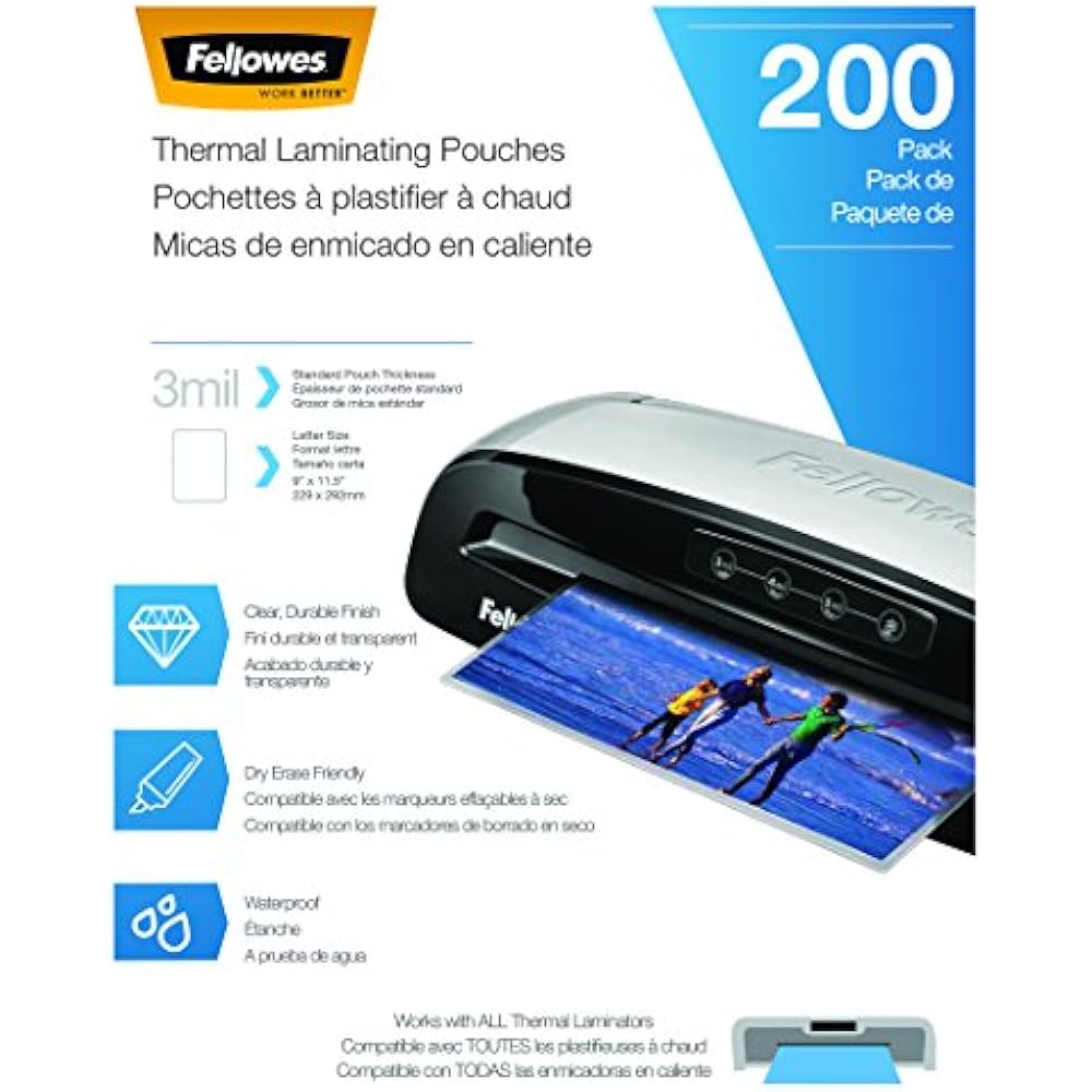 Thermal Laminating Pouches, 3 Mil, 200 Pack 5743401 Office Products