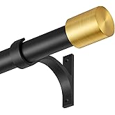 Drapery Window Curtain Rods 72 to 144 Inch, Modern Window Curtain Rod with Brushed Gold End Cap Finials,1" Window Treatment Curtain Rod for Wall and Ceiling Mount