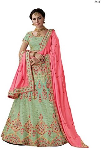 Ethnicwear Designer Silk Pista Green Zari Resham Embroidery Work Traditional Sangeet Mehendi Wedding Wear Lehenga Choli