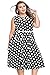 Roswear Women's Vintage 1950's Polka Dot A-Line Belted Skater Dress S-XXXXL