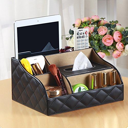 Leather multi-functional tissue box/Office desktop and drawer storage boxes/Coffee table living room bedroom remote control storage box-B
