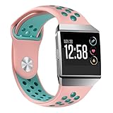For Fitbit Ionic Sport Bands, bayite Soft Silicone Replacement Band Perforated Breathable Wristband Fashion Strap For Fitbit Ionic Fitness Smart Watch Accessories Pink/Teal Women Men