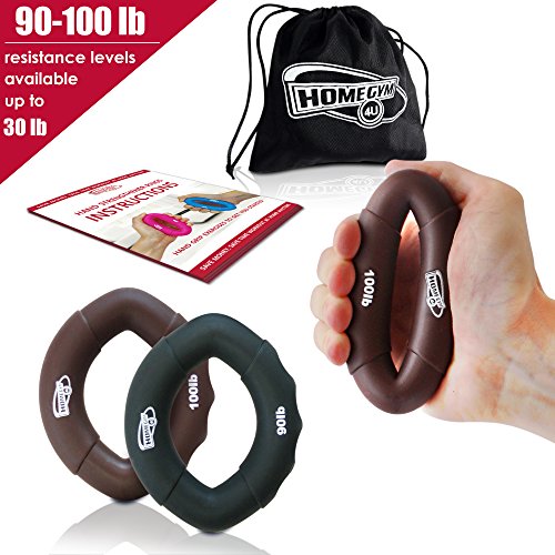 HomeGym 4U Hand Strengthener Grip Rings 30-100LB - Multiple Resistance Levels & Colors Available - Comfortable To Use Oval Shaped Ergonomic Design - For Men & Women of All Ages