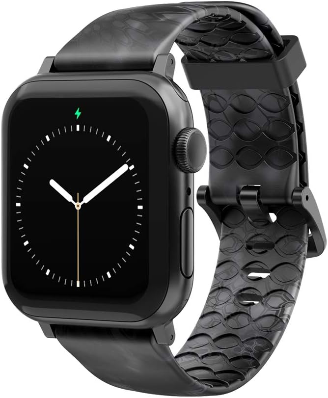 Kryptek Typhon Camo Watch Band by Groove Life - Compatible with Apple Watch 38mm 40mm 42mm 44mm, Breathable Silicone Bands for Men Series 5 4 3 2 1 - Wide Short Space Grey
