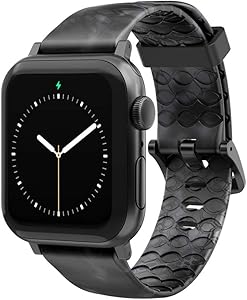 Kryptek Typhon Camo Watch Band by Groove Life - Compatible with Apple Watch 38mm 40mm 42mm 44mm, Breathable Silicone Bands for Men Series 5 4 3 2 1 - Wide Short Space Grey