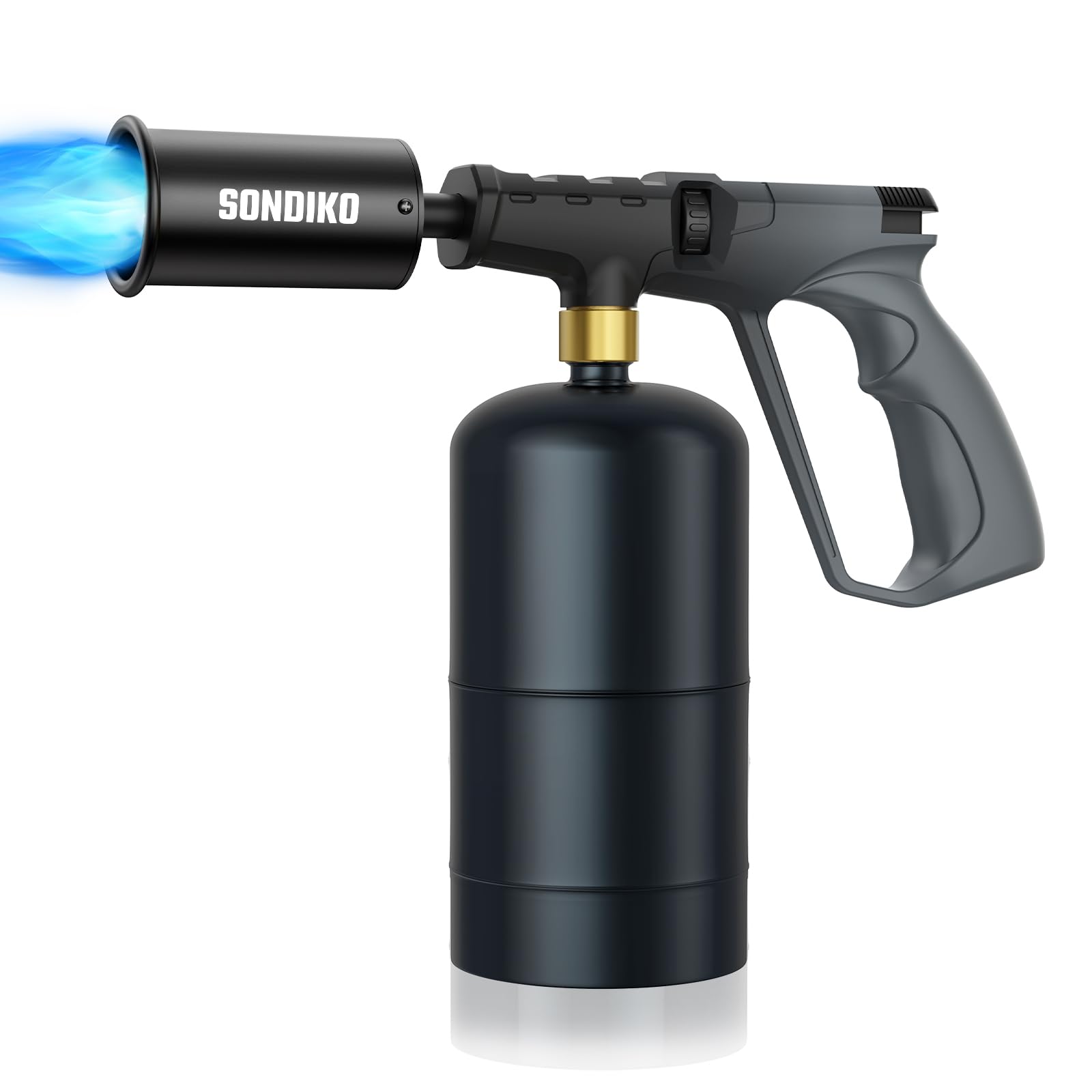 Sondiko Powerful Propane Torch Gun, Cooking Torch for Sous Vide, Charcoal Starter and Steak Searing, Adjustable Kitchen Torch, Best for Outdoor BBQ Party and Camping, Gray & Black(Tank Not Included) Image