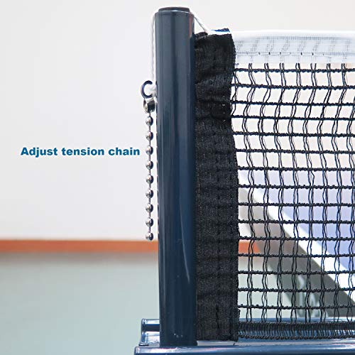 ComeSee Spring Activated Clamp Table Tennis Net and Post Set, 1.65 Inch Width Grip Holder, Insert Type Ping Pong Net Clip, Tension and Height Adjustable Easy Set Up (Navy)