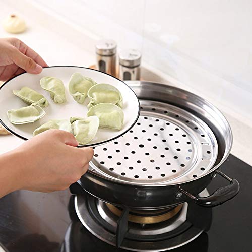 Florenceenid Kitchen Round Stainless Steel Steamer Rack Insert Stock Pot Steaming Tray - Thumbnail 2