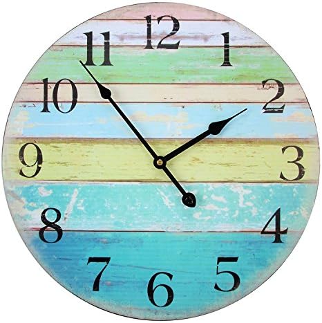Large Decorative Wall Clock ,RELIAN 16 Inch Beach Silent Wall Clock Non Ticking for Home Decor