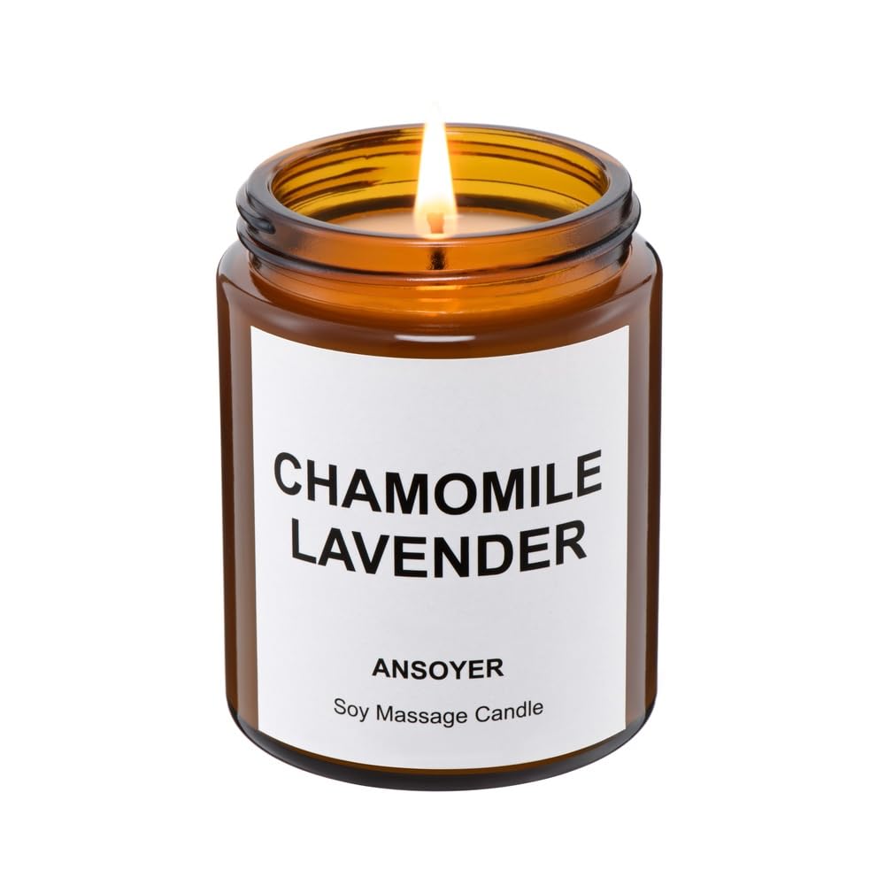 Low Temperature Massage Oil Candles for Massage Therapy - Soy Massage Candles for Relaxation- Date Night's Gift, Body Oil & Lotion Scentd Candles,128g | (Chamomile Lavender)