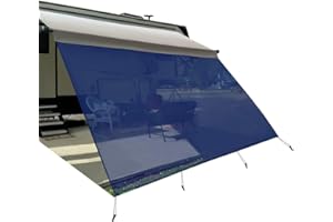 Tentproinc RV Awning Sunshade Screen 8'X14'3'' (Fit for 15' Awning) Mesh Sun Shade Block Front Sun Glary Motorhome Camping Trailer Awning UV Sunblocker Sunscreen - 3 Year Warranty (Navy Blue)