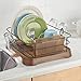 mDesign Alloy Steel Sink Dish Drying Rack Holder w/Plastic Swivel Spout Drainboard Tray - Dish Rack/Dish Drainer Storage Organizer for Kitchen Counter - Holds Cups - Concerto Collection - Amber/Bronze