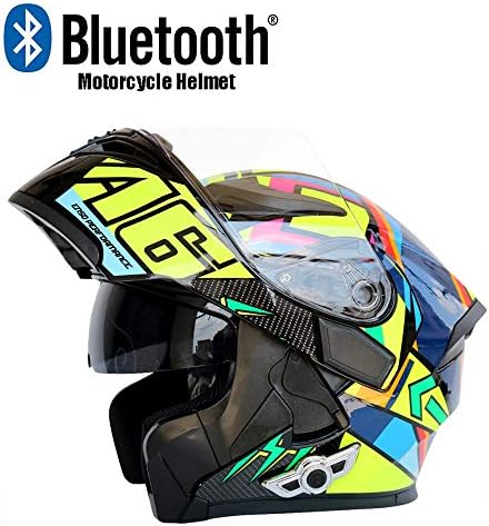LYZL Bluetooth motorcycle helmet modular flip Bluetooth helmet D.O.T certified anti-fog double mirror with FM automatic answer stereo sound quality (multiple colors available)
