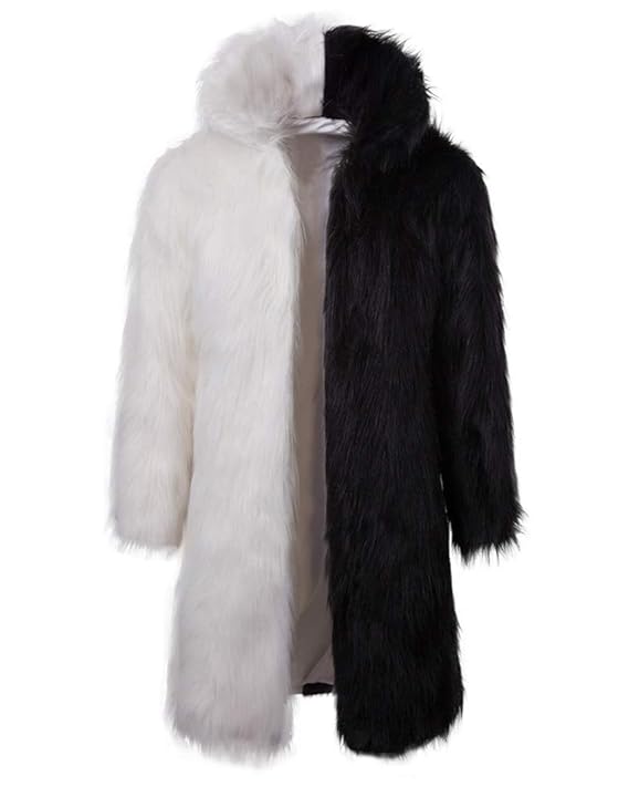 GUOCU Herren Winter Mantel Kunstpelz Lange Jacke Faux Fur Winterjacke Warm Pelzmantel Felljacke