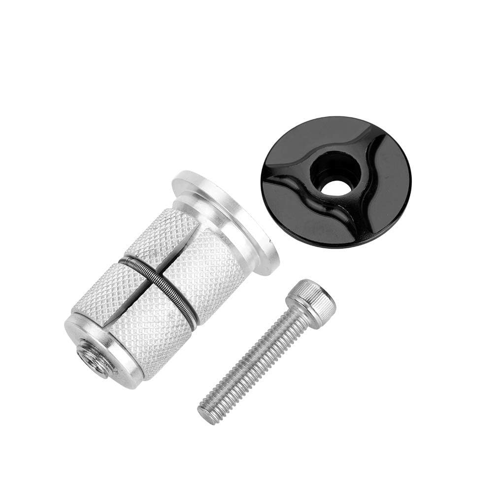 Bike Stem Headset Aluminum Alloy Fork Expander Top for 1 Inch(24.5mm) / 1.25 Inch(28.6mm) (Black)