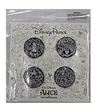 Disney Pin Booster Alice in Wonderland Black & White Chalkboard Sketch Set of 4