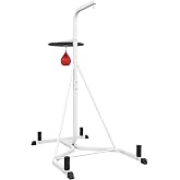 Soozier 2-in-1 Punching Bag Stand Weighted Base Speed Bag | Holds Up to 330 lbs, Freestanding Heavy Bag Stand, Adjustable Height, for Home Gym