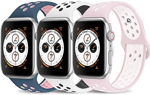 AdMaster Bands Compatible with Apple Watch 38mm 40mm 42mm 44mm,Soft Silicone Replacement Wristband Compatible with iWatch Series 1/2/3/4