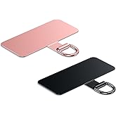 Phone Lanyard Tab, Heavy Duty Tether Tab for iPhone & Android, Metal Lanyard Patch & Strap Adapter, 44lbs Load Capacity, Universal Phone Case Insert for Strap & Charm (Rose Gold+Black)