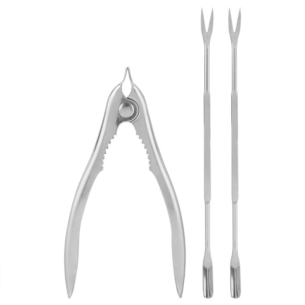 FTVOGUE Stainless Steel Seafood Tool Set, 1 * Lobster Crab Cracker + 2 * Seafood Fork